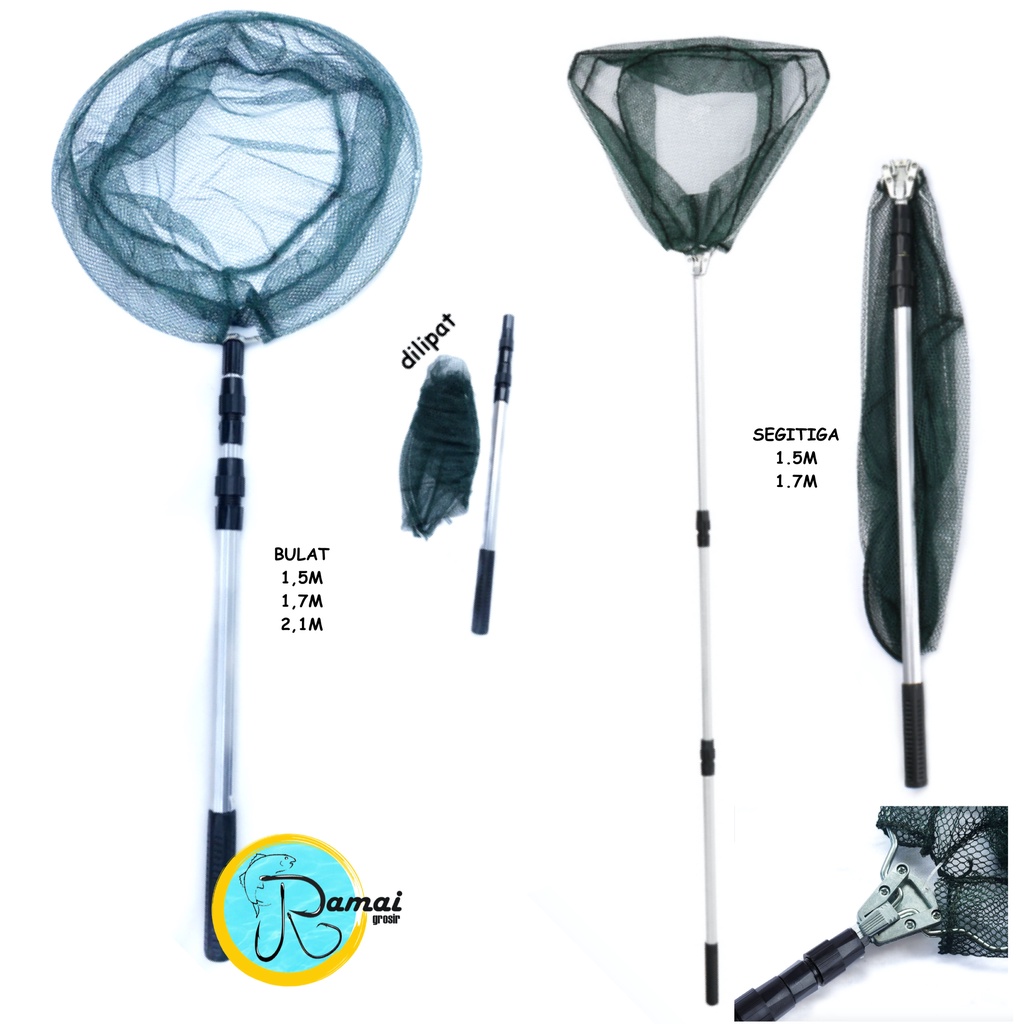 SEROKAN PENCEDOK JARING TELESCOPIC NET ALUMINIUM LIPAT TANGGOK PANJANG PENDEK SARINGAN IKAN MENANGKA