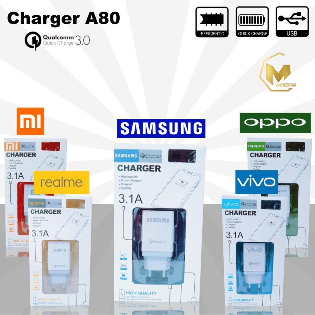 A80 Cashan Cashan OPPO 3Amper QUALCOM micro fast Charging Anti meledak A3S A5S F9 F11 F5 F7 MA1092