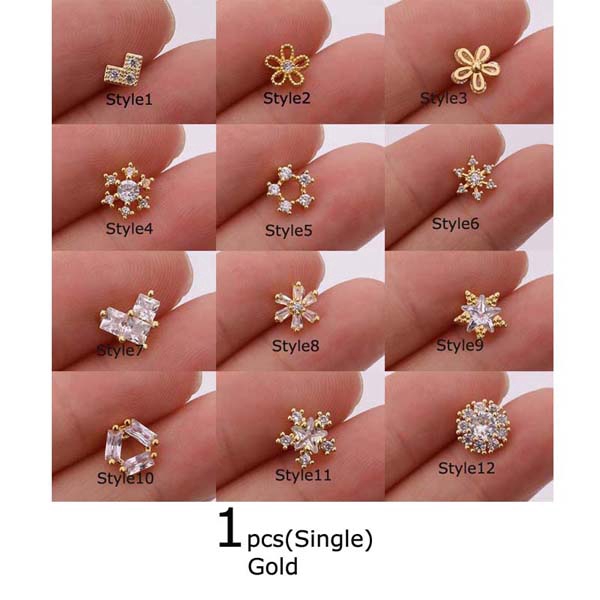 1piece Earrings Stainless Steel Zircon Stud Tragus Helix Piercing 20G 6mm Length