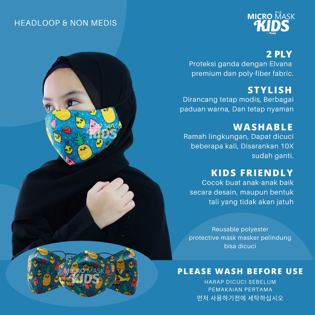 MICRO MASK KIDS® ONLY EAT HALAL FOOD Masker kain Masker Masker hijab kain Masker kain hijab motif-HALAL 03