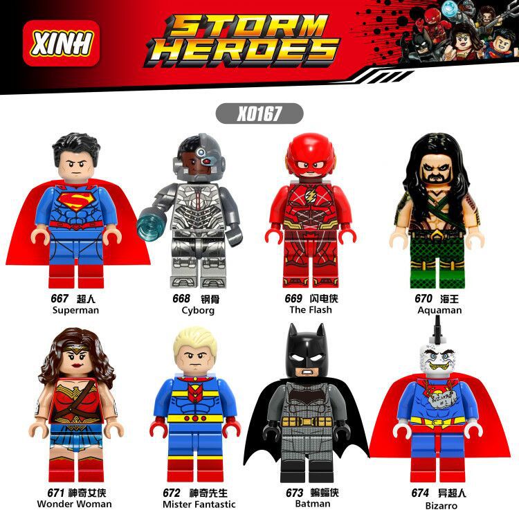 Superman Minifigures DC Super heros Cyborg The Flash Aquaman Blok Bangunan Batman Bizarro Mainan Angka Mini