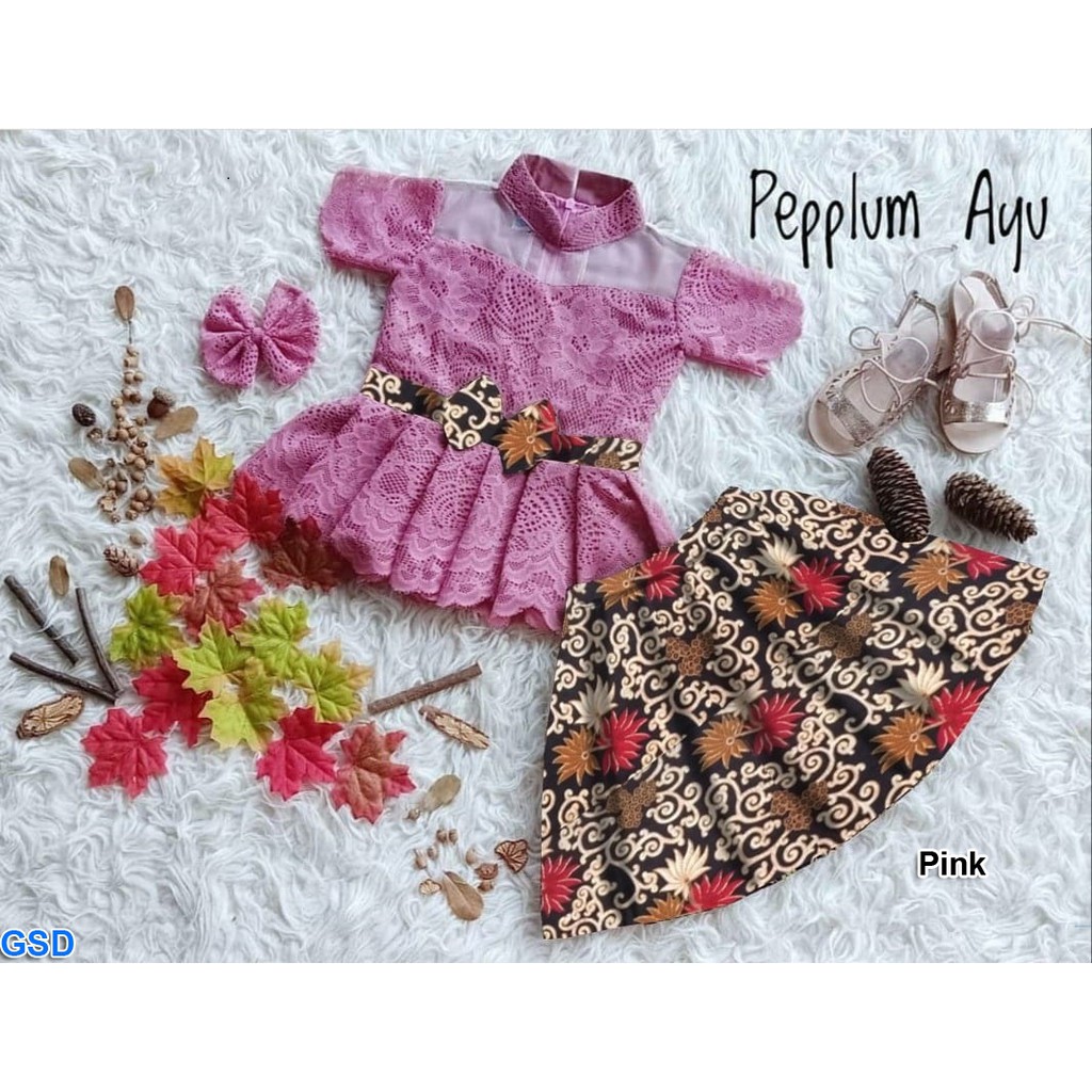 Set pepplum ayu/Setelan Kebaya Fashion Anak Murah/Kebaya/Kebaya Brukat Full Furing/Rok Motif