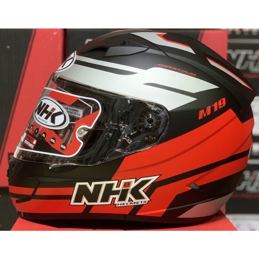 HELM NHK GP 1000 M19 BLACK RED DOFF DOUBLE VISOR FULL FACE GP1000