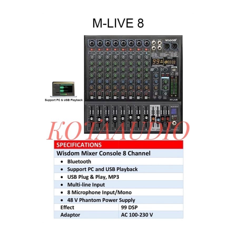 MIXER AUDIO WISDOM MLIVE8 / MLIVE 8 / M LIVE 8 / M LIVE8 ORI 8 CHANNEL