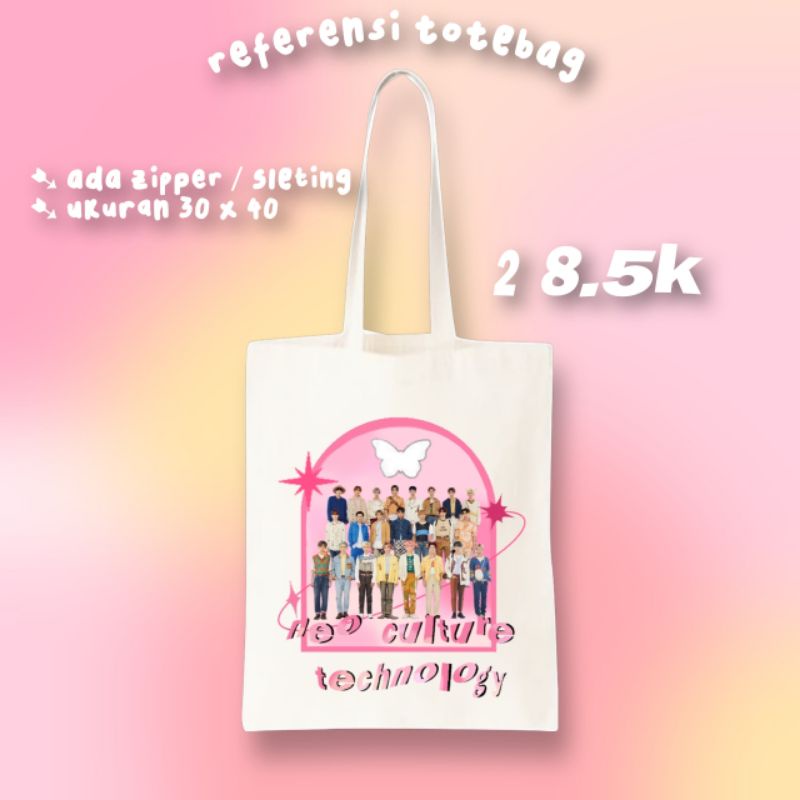 NCT totebag with zipper ʕ•ᴥ•ʔﾉ♡ Neo Culture Technology Tote Bag Canvas [ swipe for more details ]