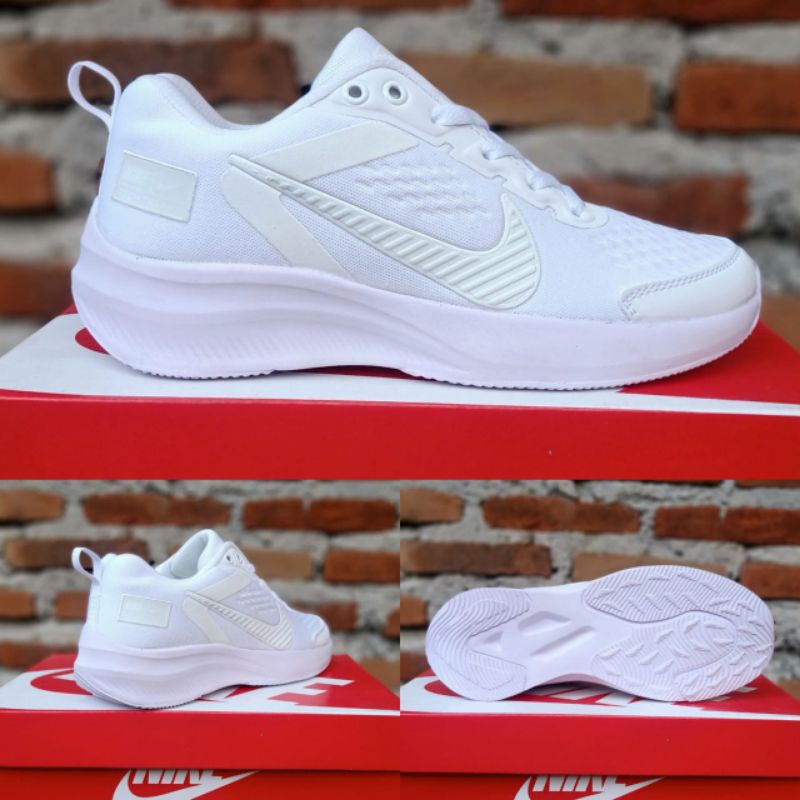 Sepatu Nike trener tech wanita untuk senam zumba aerobik Joging fitness - Neo tosca Putih-Putih polos