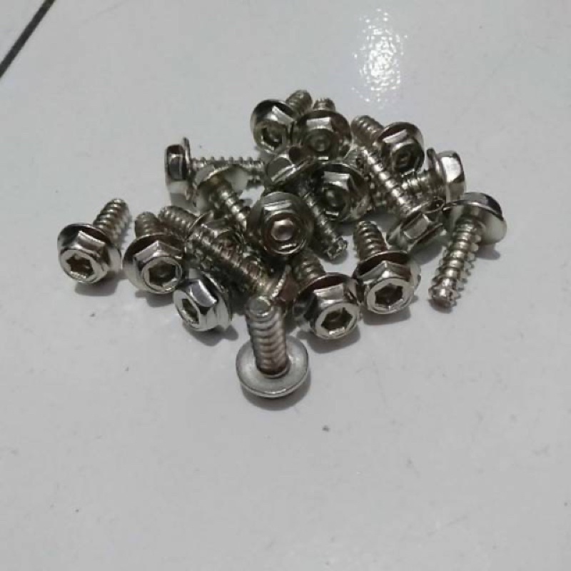 BAUT BODY PROBOLT CHROME THAILAND UNIVERSAL SEMUA MOTOR MODEL 2 KUNCI  1 PACK ISI 20 PCS