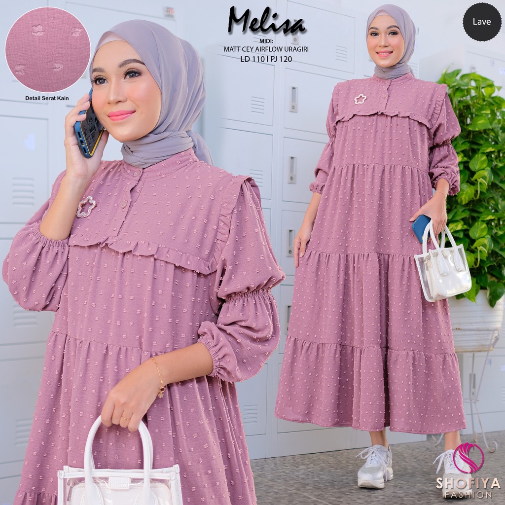 MELISA DRESS GAMIS URAGIRI LENGAN BALON ORI SHOFIYA