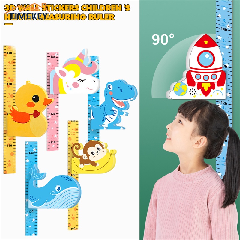 Tk Stiker Magnetik Pengukur Tinggi Badan Anak Motif Kartun Hewan 3d Bisa Dilepas