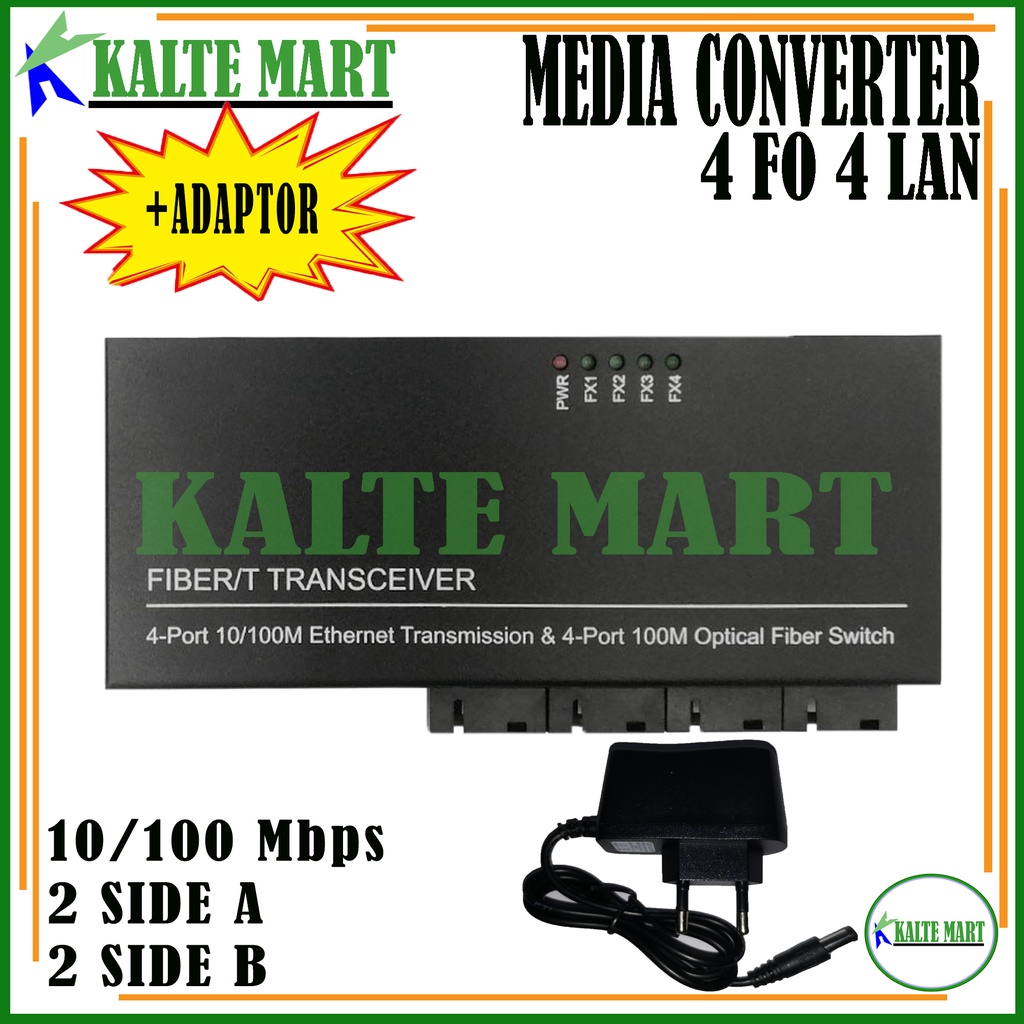 Media Converter 4 Port FO 4 Port LAN Switch Fiber Optic 4 Port SC 100