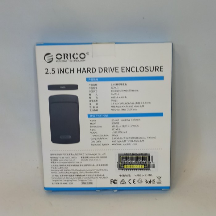 Orico 2020U3 USB3.0 2.5 inch HDD SSD External Enclosure