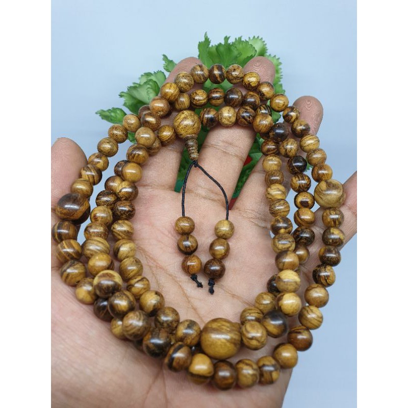 TASBIH BUDHA 108 KAYU BERTUAH GAHARU ZEBRA WANGI UKURAN 8 MM / TASBIH KAYU LANGKA GAHARU ZEBRA 8 MM