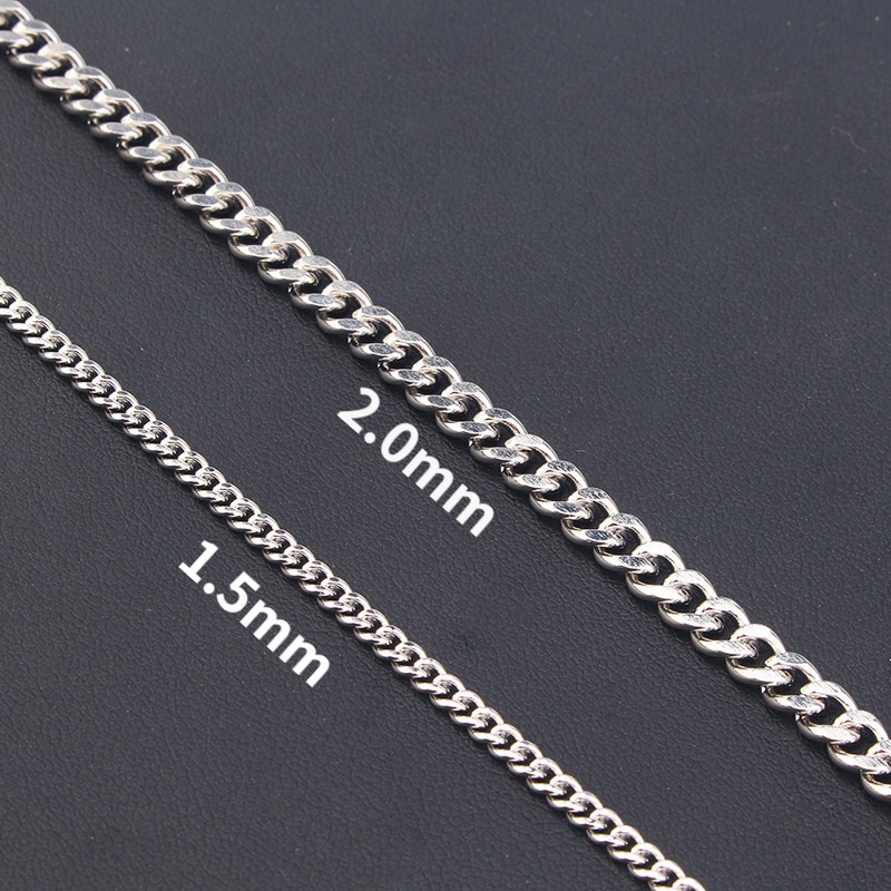 kalung perak murni S925 Kalung 1.5-2.0mm Curb Cuban rantai Yang Berbeda Lebar/Panjang Berlapis Emas Perhiasan Hadiah