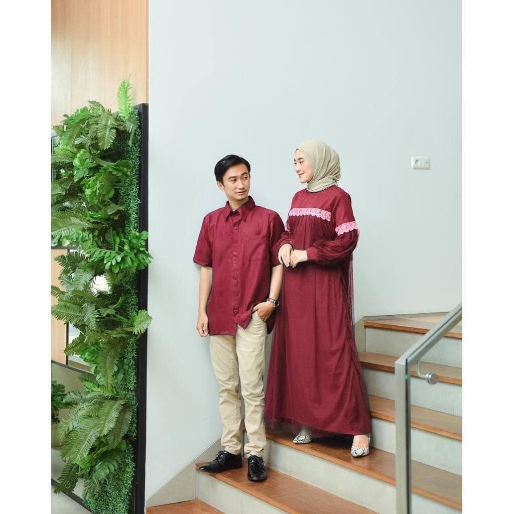SARIMBIT LEBARAN (2022) COUPLE ARUMI  FAMILY GAMIS PLUS KHIMAR- BAJU COUPLE KELUARGA TERBARU