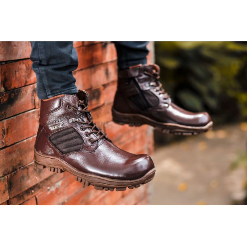 (COD) SEPATU SAFETY BOOTS PRIA KULIT ASLI SAPI SHOES COWOK TOURING TRACKING PREMIUM CH