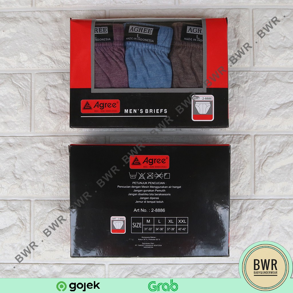 [ 3pc ] AGREE | CD AGREE 2-8886 Merah | CD Celana Dalam Pria Dewasa Karet Kerut