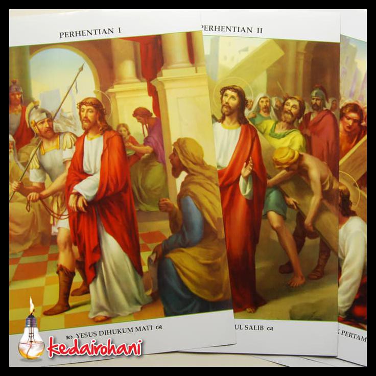Poster Rohani Lukisan Jalan Salib -Kisah Sengsara Yesus 23X31Cm Isi 14