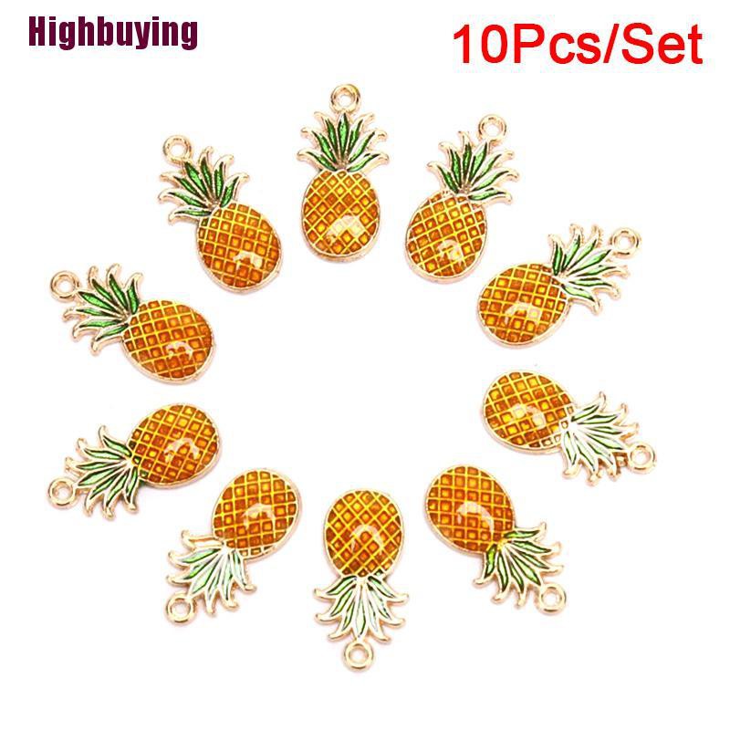 Hbid 10Pcs / Set Liontin Bentuk Nanas Bahan Alloy Untuk Membuat Perhiasan DIY