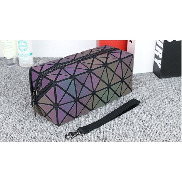 BAO020 Tas reflektif triangle Batu Ripple Kosmetik Tas Storage Bag Set Perlengkapan Mandi Tahan Lama Portable cosmetic bag Tas Serbaguna