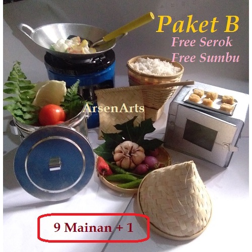 Mainan Masak Masakan (Paket B) Mainan Anak Perempuan Mainan Alat Dapur Alat Masak Tradisional 10 Pcs