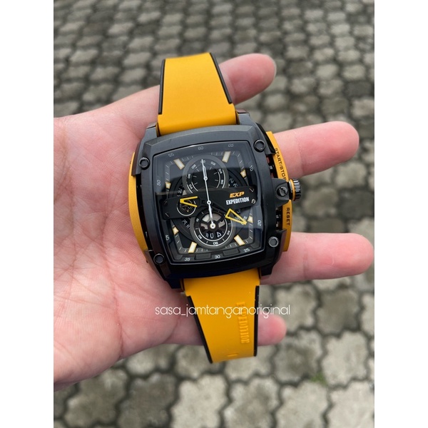 Jam Tangan Expedition EXP E 3008 Kuning Hitam Original Cowok