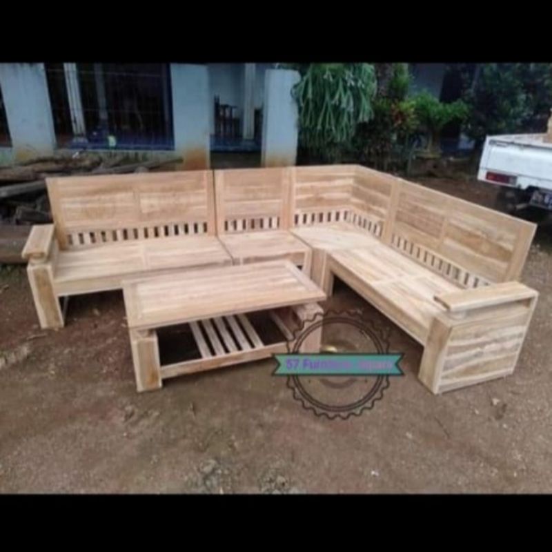 Kursi sudut kayu jati mentahan jepara