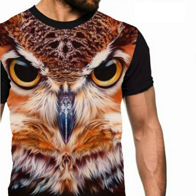 Kaos gambar Burung Hantu 3d fullprint murah owl lovers anak cowok pria unisex