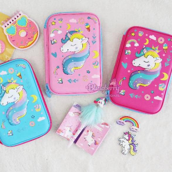 

Update! , Tempat pensil kotak pensil 3D Unicorn HardPencil Case tempat pensil mermaid