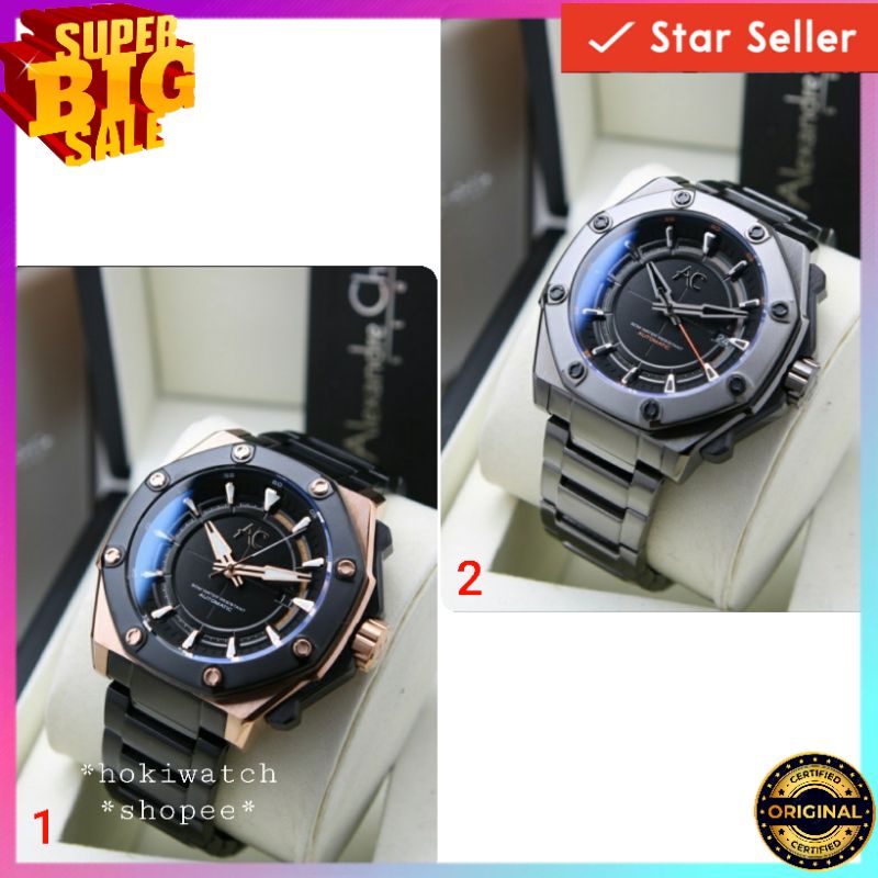 🪙 ✓BARU ORIGINAL JAM TANGAN PRIA ALEXANDRE CHRISTIE AUTOMATIC RANTAI STAINLESS STEEL ARLOJI WATCH CO