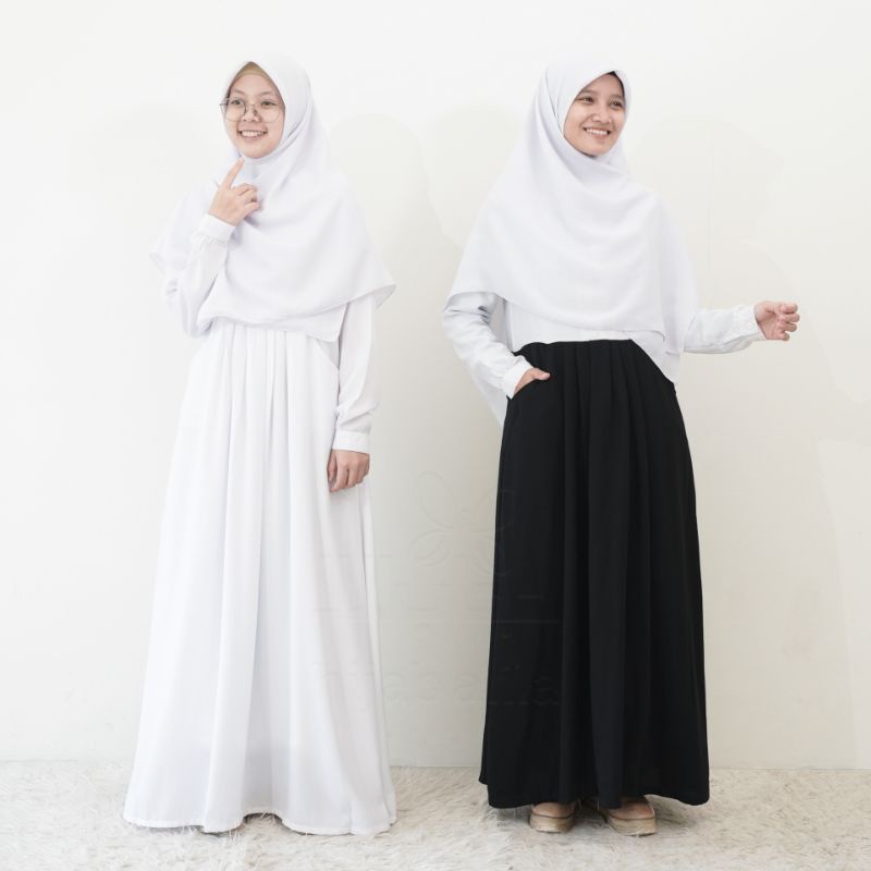Gamis Ayumi Hitam Putih By Hijab Alila Bahan Wollycrepe