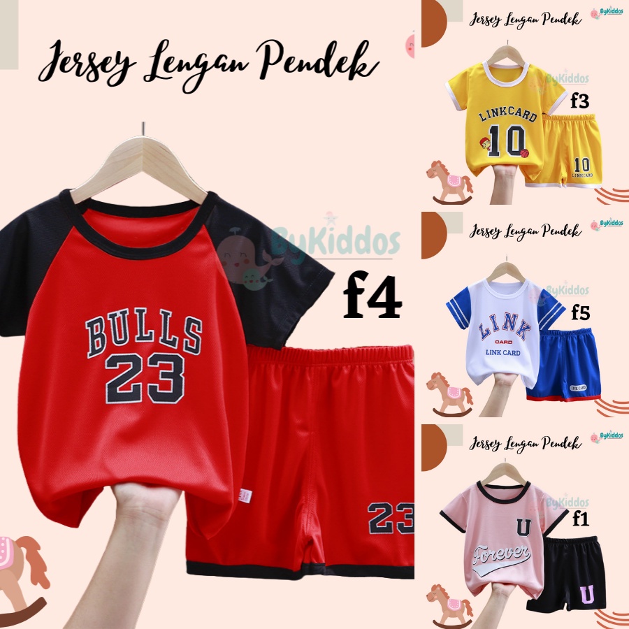 ByKiddos - Jersey Premiun Anak Lengan pendek / Baju Basket Anak / Baju Olahraga Anak / Setelan Olahraga Anak Part 1