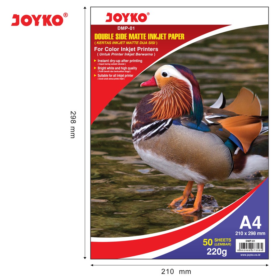 

Joyko Kertas Foto Double Side Matte Inkjet Paper A4 220gram DMP-01