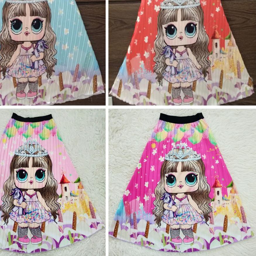(Murah) ROK PLISKET ANAK PEREMPUAN KARAKTER LOL 3 - 11 TAHUN ⊓