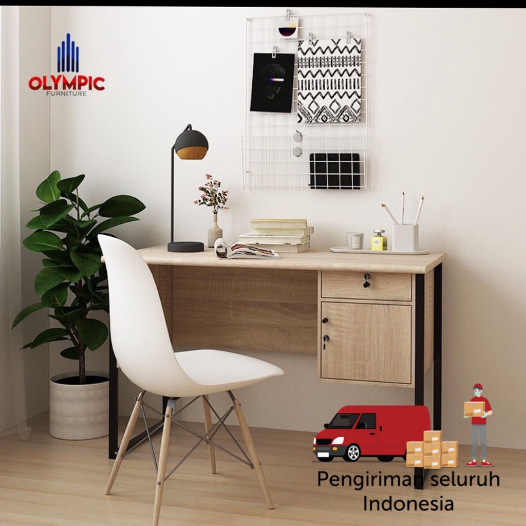 Meja tulis kerja belajar simple sederhana kaki besi mts luar BANDUNG