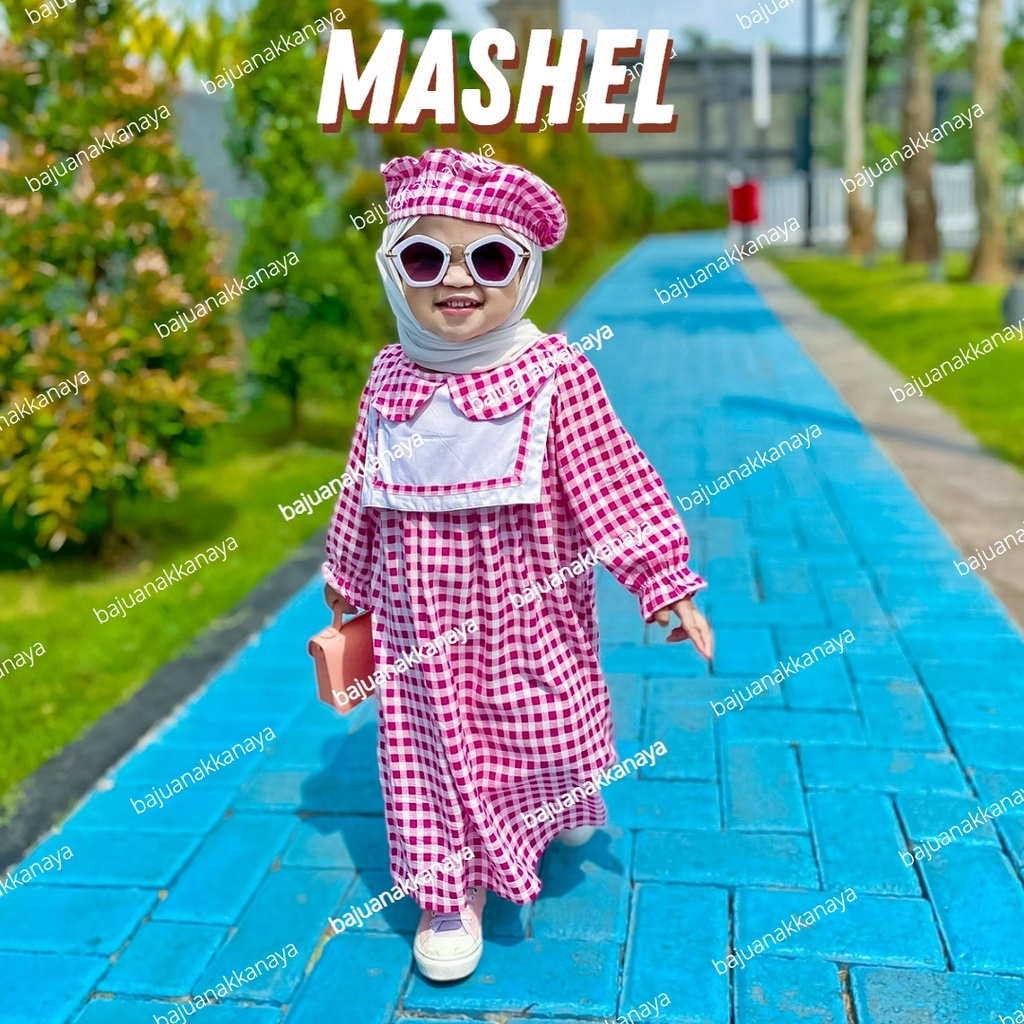 1-4TH GAMIS ANAK MASHEL FREE BARET HAT LONG DRESS ANAK PEREMPUAN