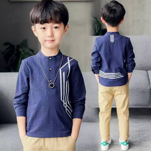 TOTOTAshop.kemeja ARCHER kids,lengan panjang,bahan cotton oxford import,krah shanghai