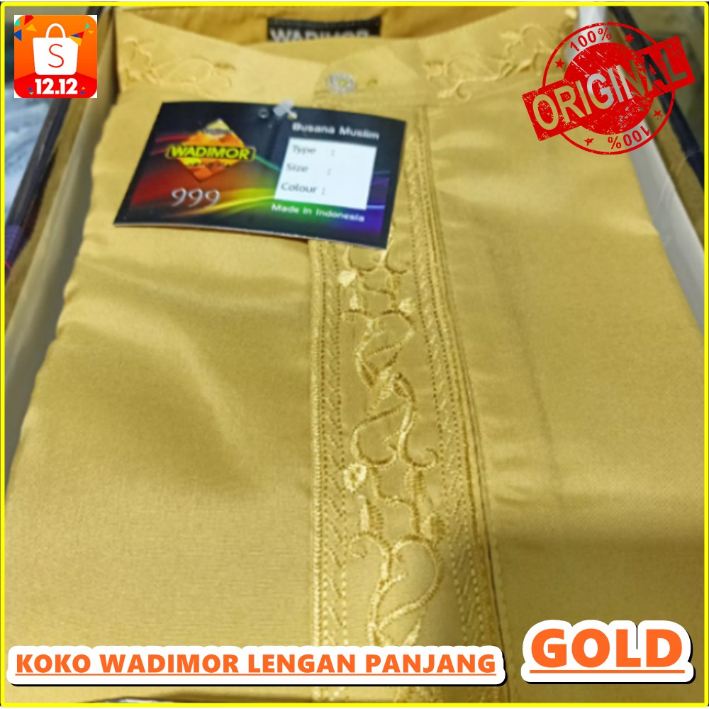 BAJU Koko Pria Dewasa Wadimor 999 Original Gold Lengan Panjang Atasan Fashion Muslim Baju Taqwa original free