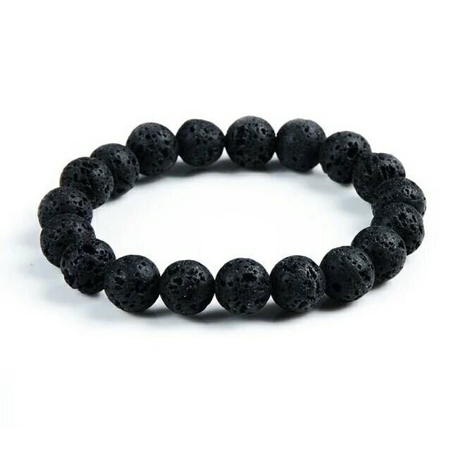 Gelang Pria Wanita Batu Lava Stone Hitam Energy Stone