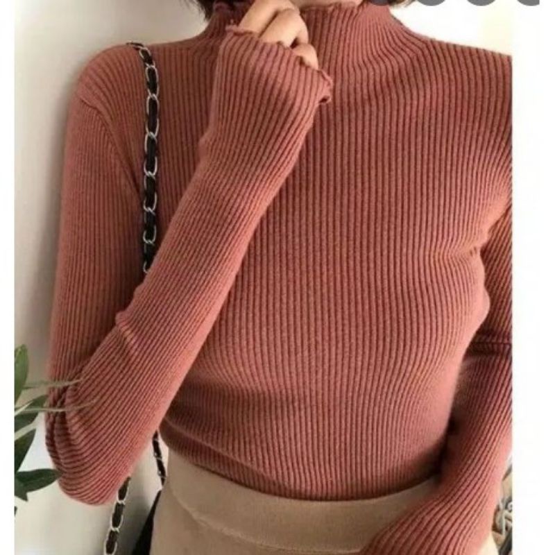 DAISY CURLY SWEATER TERMURAH KUALITAS PREMIUM BB 30 - 55 KG MELAR / ATASAN RAJUT WANITA / SWEATER RAJUT BLOUSE KOREA STYLE / BAJU RAJUT KEKINIAN 2022 / FASHION RAJUT KETAT / TURTLENECK KRIWIL TANGAN PANJANG