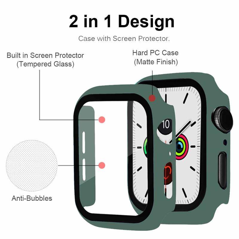 Glass+Cover For Apple Watch Case 41mm 45mm 44mm 40mm 42mm 38mm iWatch series 7 5 4 3 6 se bumper+Screen Protector apple watch Accessories