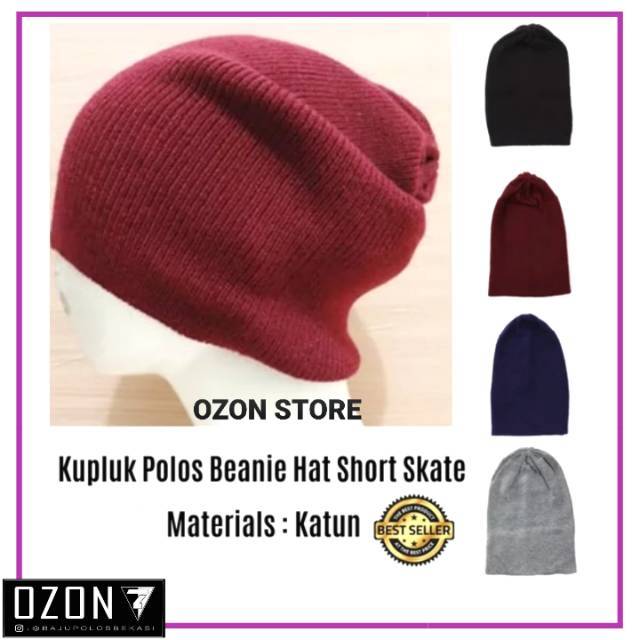 Kupluk Rajut Polos Katun Short Beanie Hat Caps Distro Merah Maroon