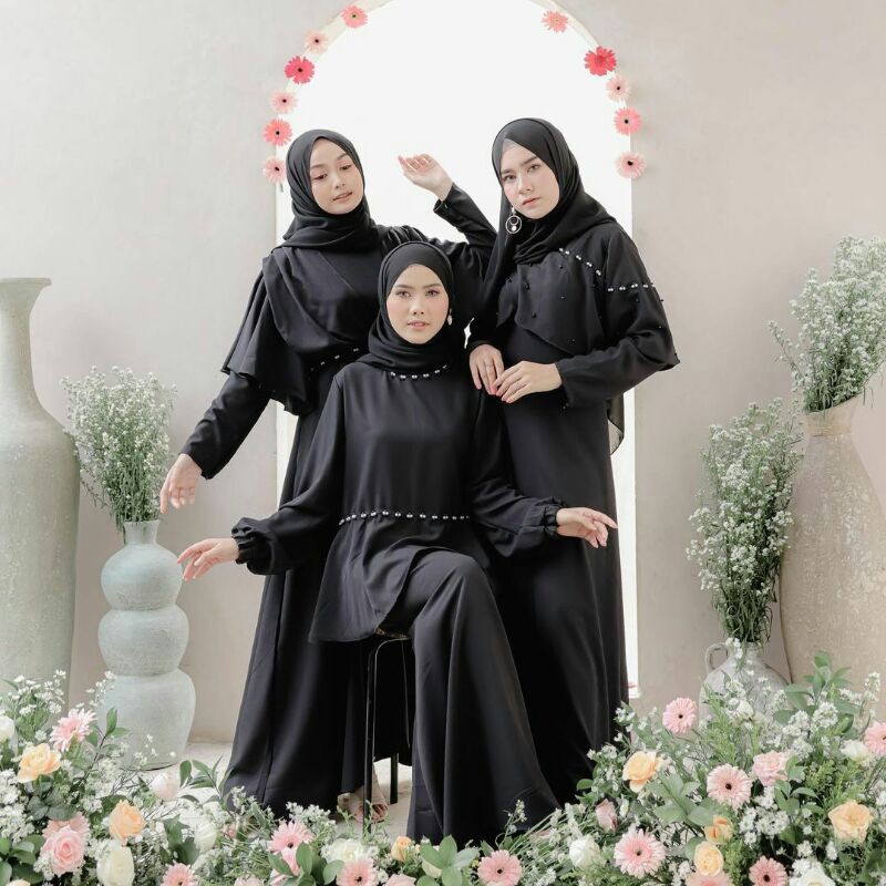 Gamis Kondangan Bridesmaid Dress Tunangan Terbaru 2021 Exclusive Warna Hitam Baju Lebaran Shopee Indonesia