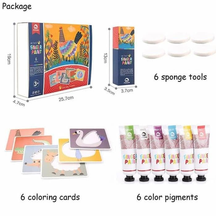 Mobee Washable Finger Painting Set - Mainan Edukasi Cat Anak Bisa Dihapus