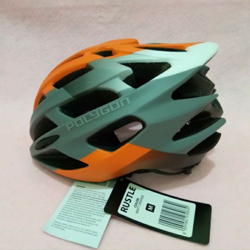 Helm Sepeda Polygon Rustle Matt Grey Orange For Road Bike RB Balap Original