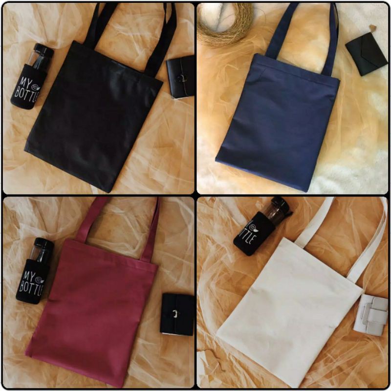 [RESLETING] Vinderu Totebag POLOS / BLACU / Tas Tote Kanvas premium