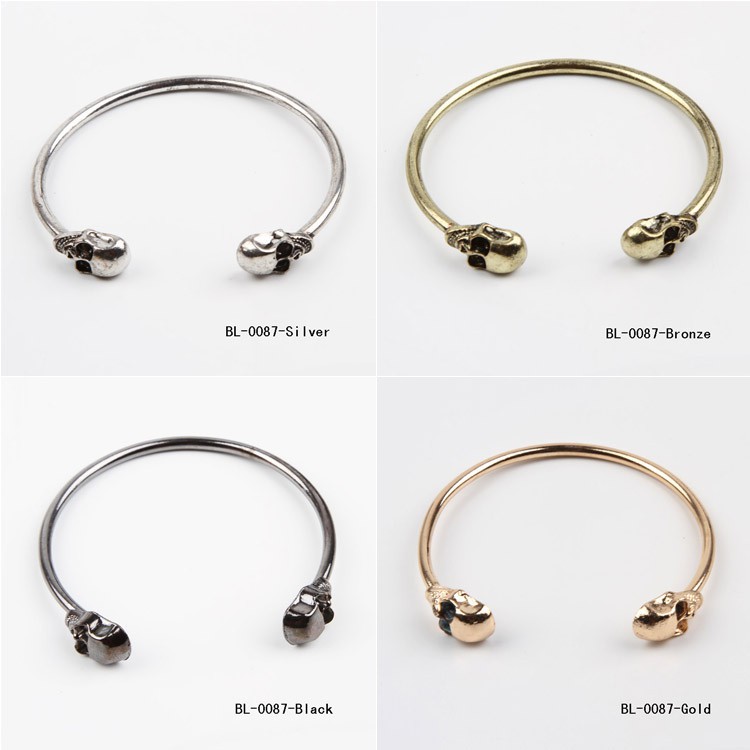 Fancyqube Gelang Bangle Gothic Punk Rock Bentuk Tengkorak Terbuka Bahan Alloy
