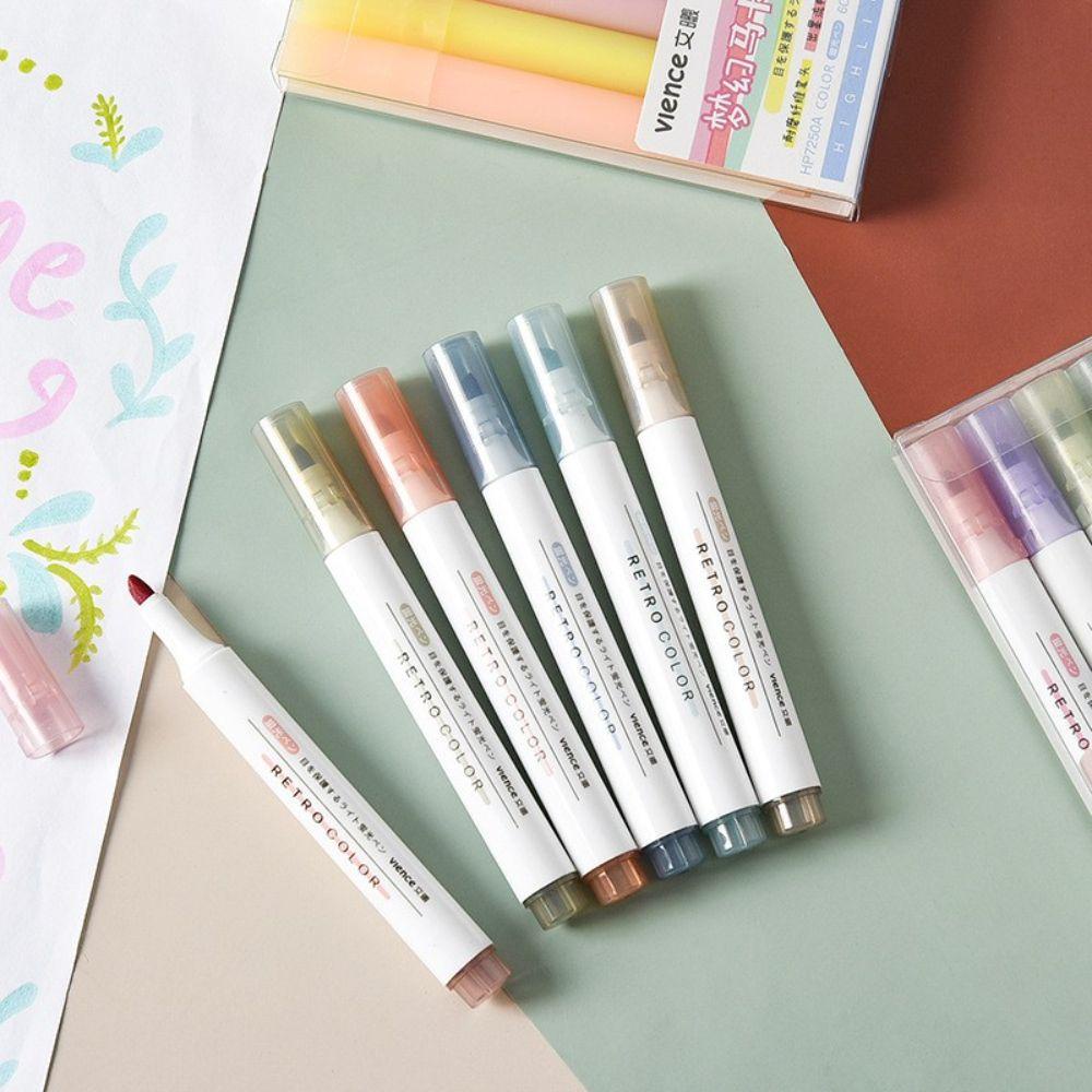 Rebuy Stabilo Pen 6Pcs /Set Vintage Gambar Perlengkapan Kantor Candy Color Marker Pen Set