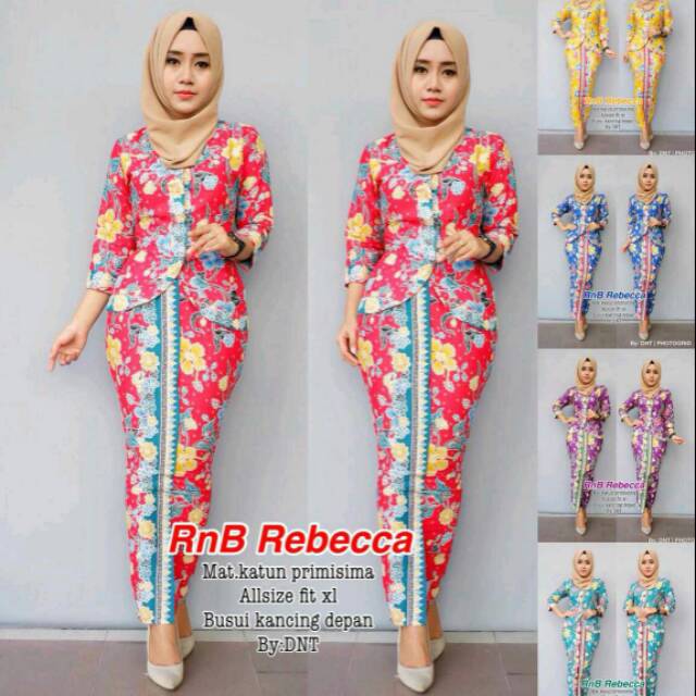 RNB REBECCA KEMBANG BUNGA CIBULAN STELAN PRAMUGARI KUPU BATIK FLORAL FLOWER SERAGAM YUNAR SET