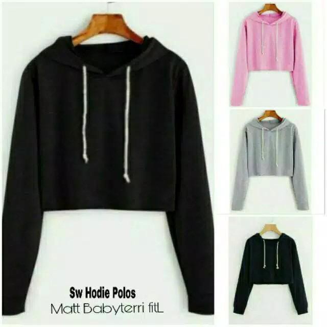 Pakaian Wanita Sweater Polos Crop Hoodie Gym  Cantik Korea Atasan Murah Stylish Korean Style Baju