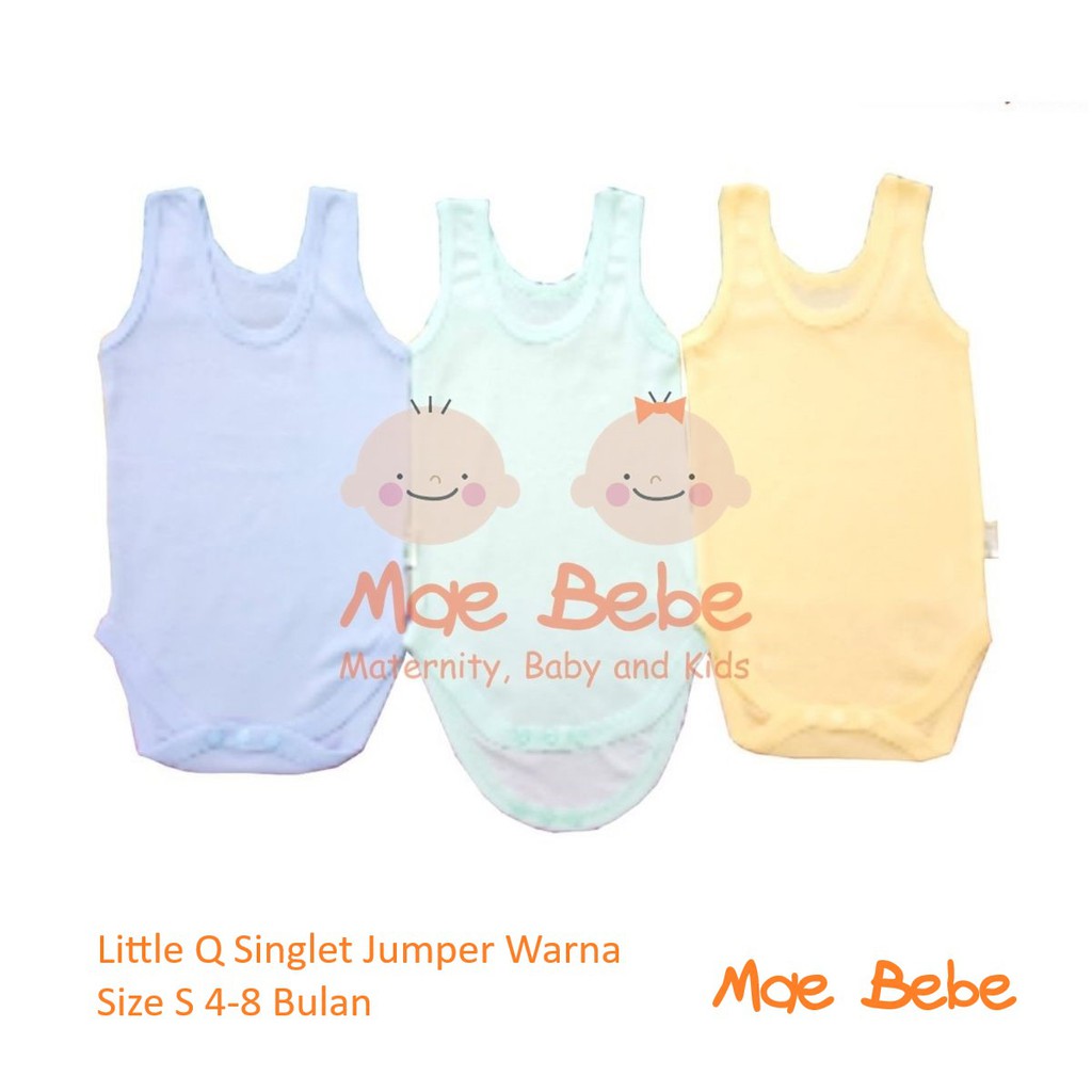 [Size S] Little Q Singlet Jumper Warna Baby Kaos Dalam Bayi 4-8 Bulan